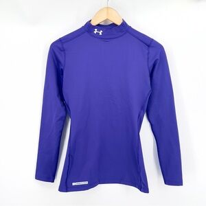 Under Armour Womens ColdGear Compression Base Layer Sz S Fitted Mock Neck Purple